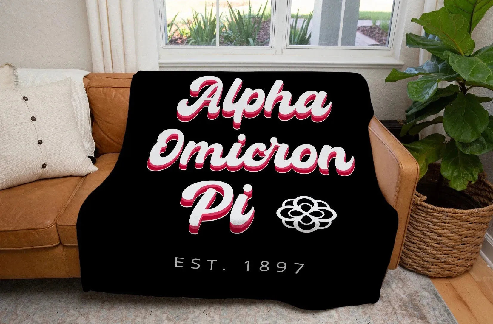 Alpha Omicron Pi XL 60x80 Sherpa Throw Blanket - Retro Throw Blankets