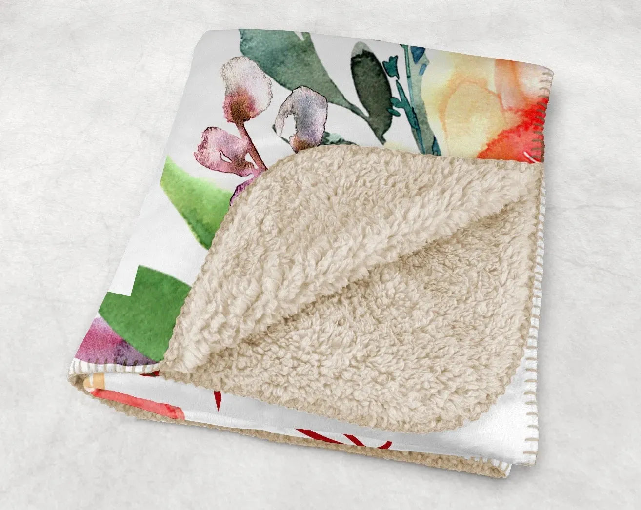 Alpha Omicron Pi XL 60x80 Sherpa Throw Blanket - Floral Throw Blankets