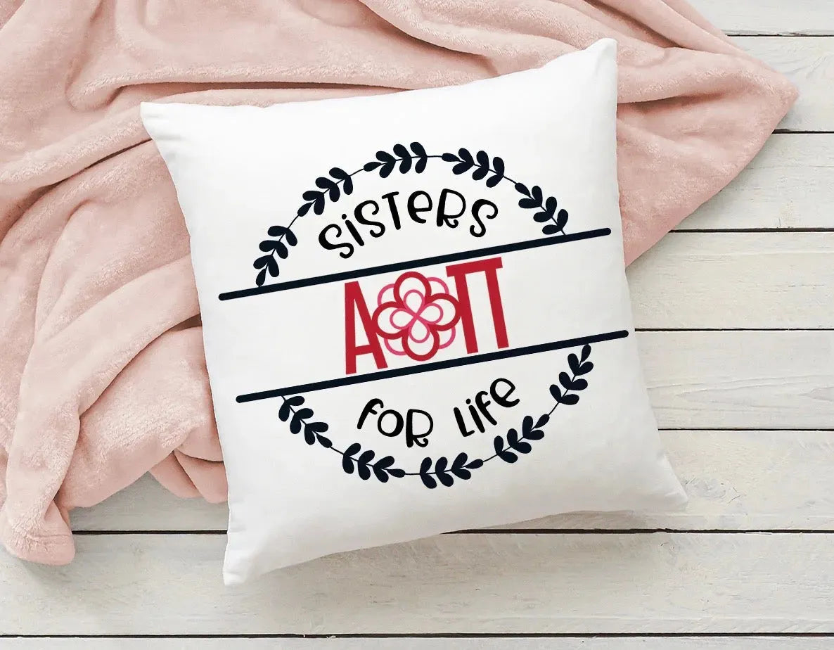 Alpha Omicron Pi 18" Throw Pillow Cover - Sisters for Life Pillow Covers