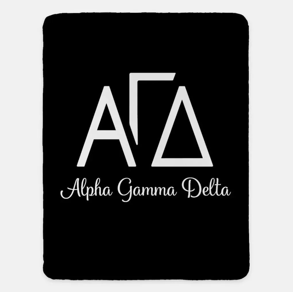 Alpha Gamma Delta XL 60x80 Sherpa Throw Blanket Black Throw Blankets