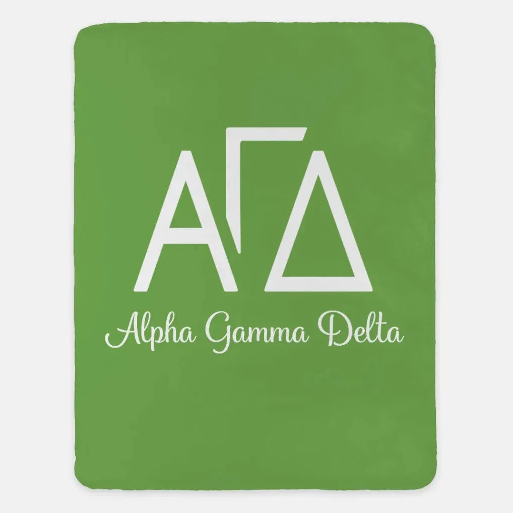 Alpha Gamma Delta XL 60x80 Sherpa Throw Blanket Green Throw Blankets