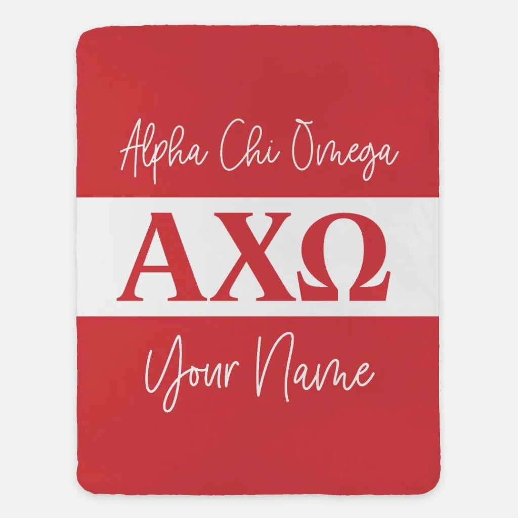 Personalized Alpha Chi Omega XL 60x80 Blanket - Greek Letters | AXO