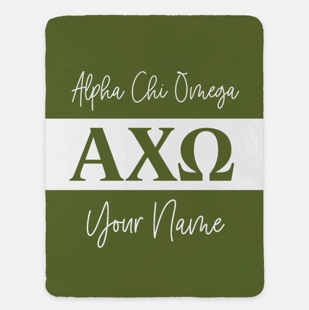 Personalized Alpha Chi Omega XL 60x80 Blanket - Greek Letters | AXO