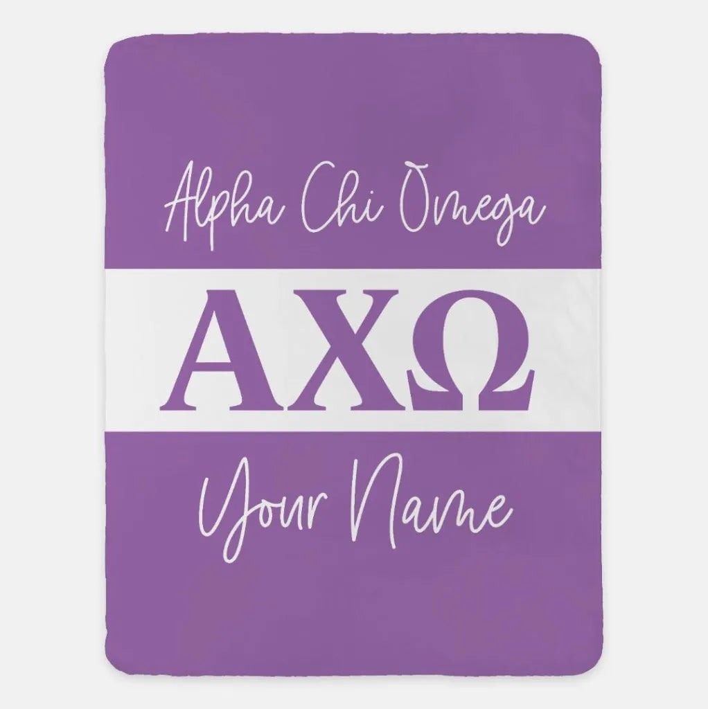 Personalized Alpha Chi Omega XL 60x80 Blanket - Greek Letters | AXO