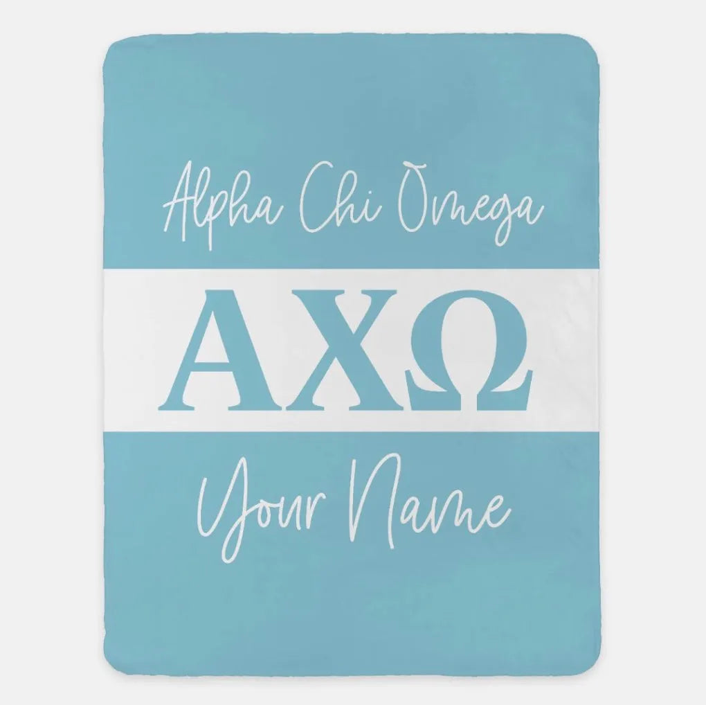 Personalized Alpha Chi Omega XL 60x80 Blanket - Greek Letters | AXO