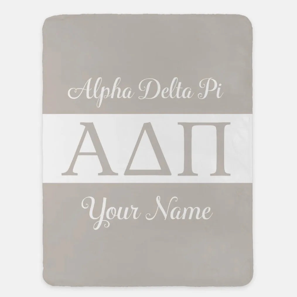 Personalized Alpha Delta Pi Sherpa Blanket - Greek Letters 60"x80" 