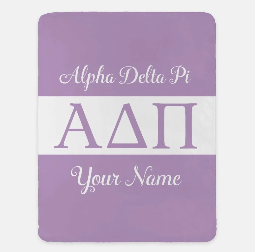 Personalized Alpha Delta Pi Sherpa Blanket - Greek Letters 60"x80" 