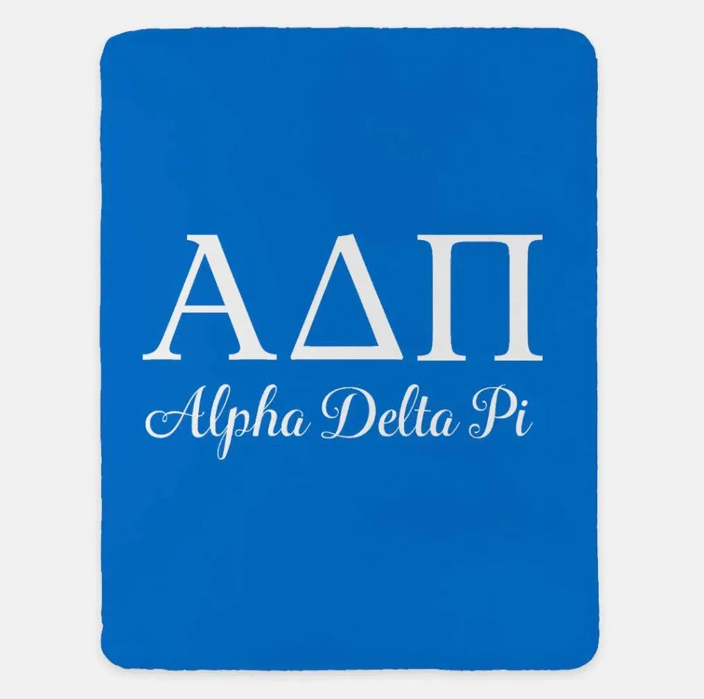 Alpha Delta Pi XL 60x80 Sherpa Throw Blanket Azure Throw Blankets
