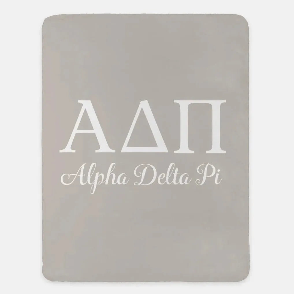 Alpha Delta Pi XL 60x80 Sherpa Throw Blanket Sand Throw Blankets