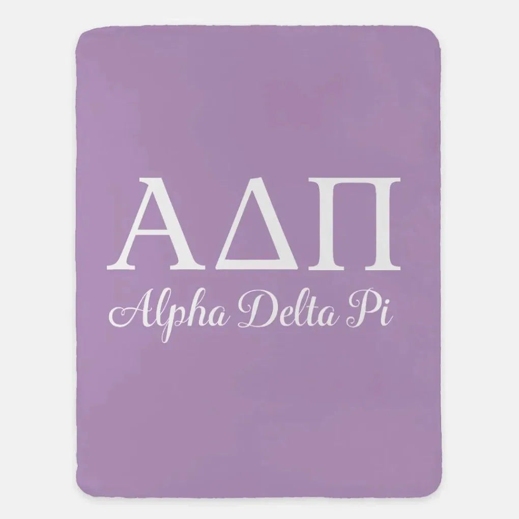 Alpha Delta Pi XL 60x80 Sherpa Throw Blanket Violet Throw Blankets