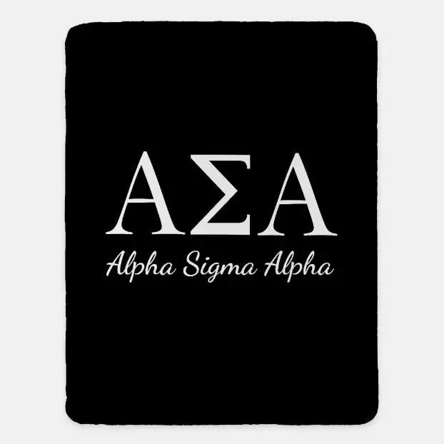 Alpha Sigma Alpha XL 60x80 Sherpa Blanket Black Throw Blankets