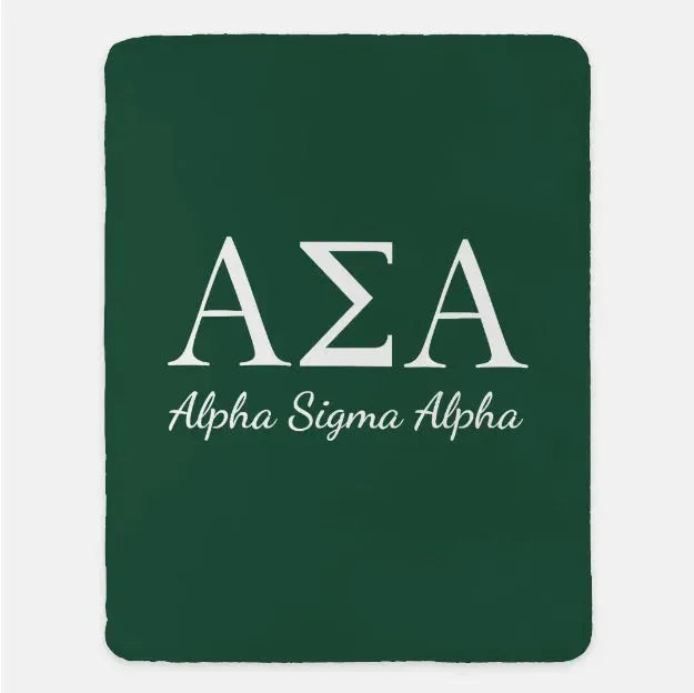 Alpha Sigma Alpha XL 60x80 Sherpa Blanket Green Throw Blankets