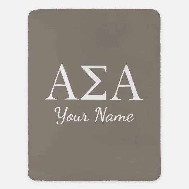 Personalized Alpha Sigma Alpha Blanket - Greek Letters 60"x80"