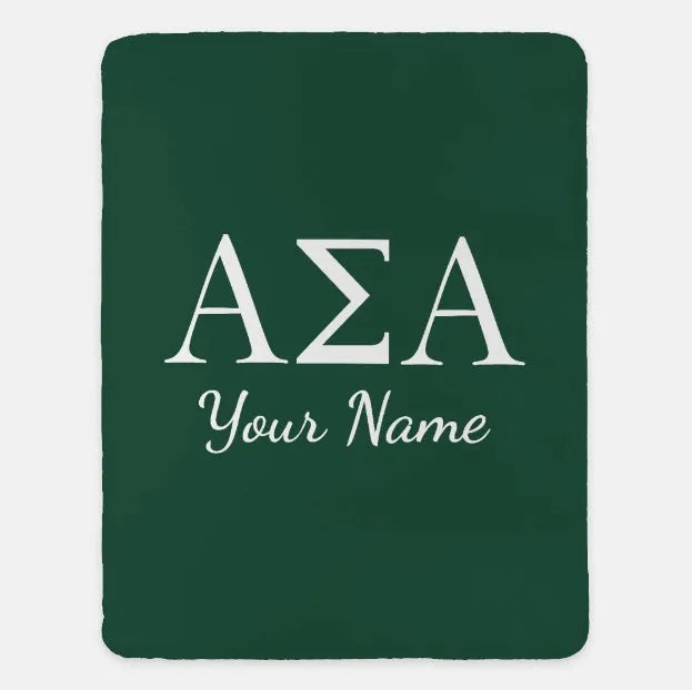 Personalized Alpha Sigma Alpha Blanket - Greek Letters 60"x80"