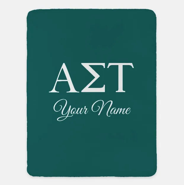 Alpha Sigma Tau Blanket - Greek Letters 60"x80" | Custom Gifts | Decor