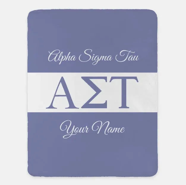 Personalized Alpha Sigma Tau XL 60x80 Throw Blanket - Greek Letters Purple Throw Blankets