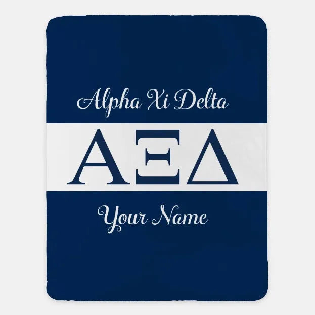 Personalized Alpha Xi Delta Sherpa Throw Blanket - Greek Letters