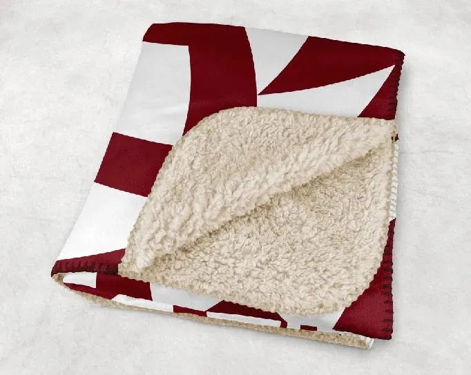 Troy University XL 60x80 Sherpa Blanket - Cardinal Tribal Throw Blankets