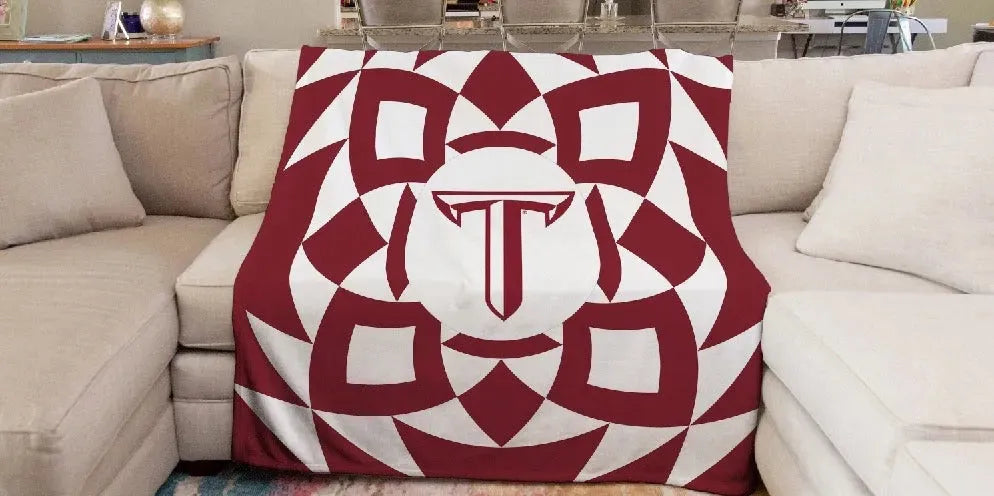 Troy University XL 60x80 Sherpa Blanket - Cardinal Tribal Throw Blankets