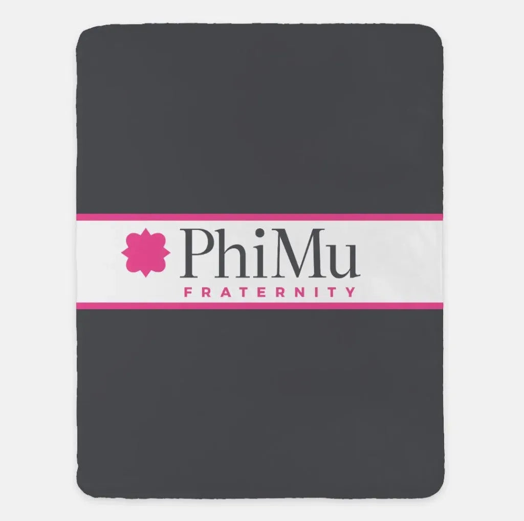 Phi Mu XL 60x80 Traditional Sherpa Blanket Charcoal Throw Blankets