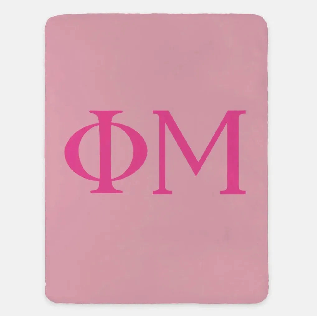 Phi Mu XL 60x80 Sherpa Throw Blanket Petals Pink Throw Blankets