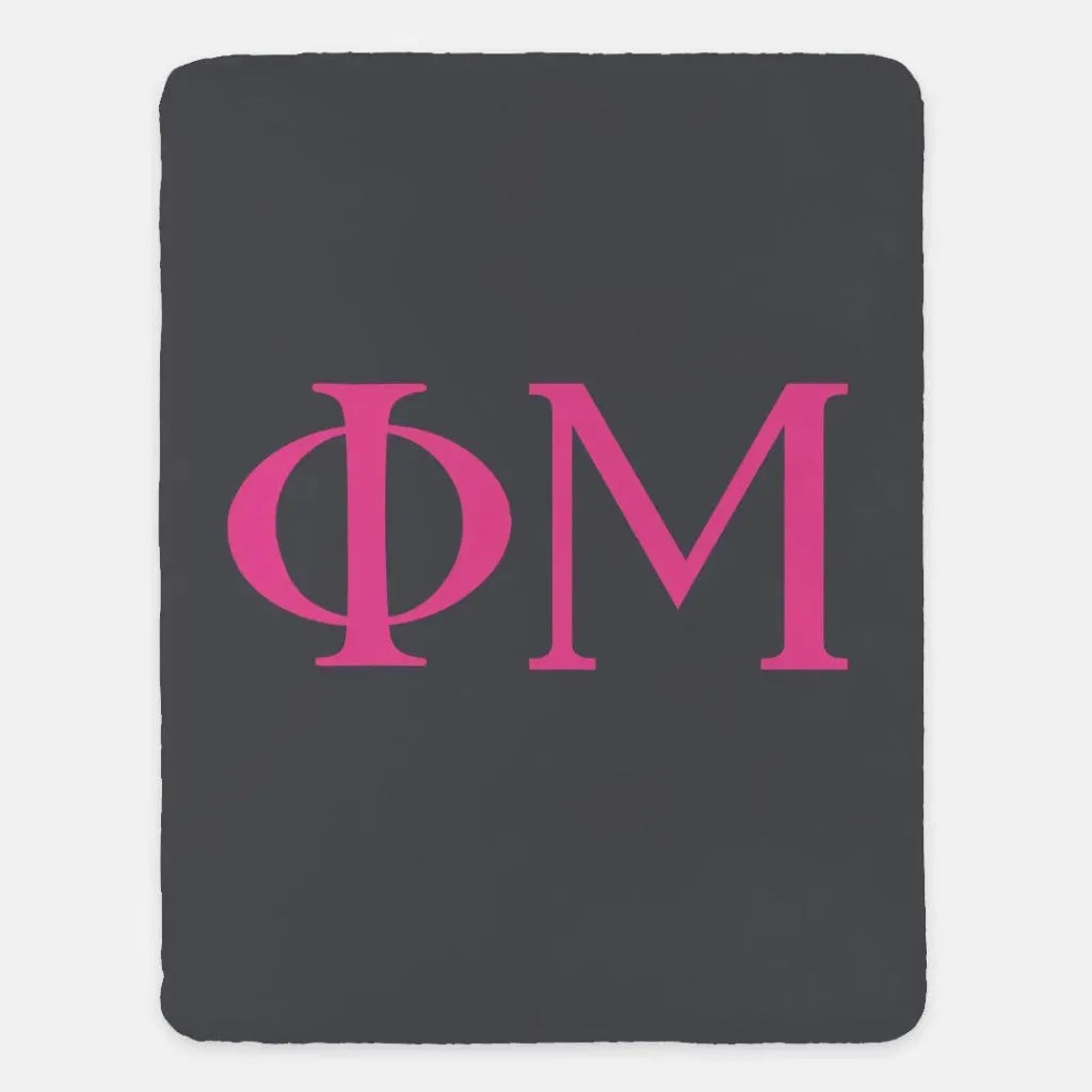 Phi Mu XL 60x80 Sherpa Throw Blanket Charcoal Pink Throw Blankets