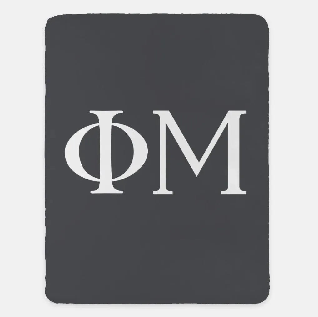 Phi Mu XL 60x80 Sherpa Throw Blanket Charcoal White Throw Blankets