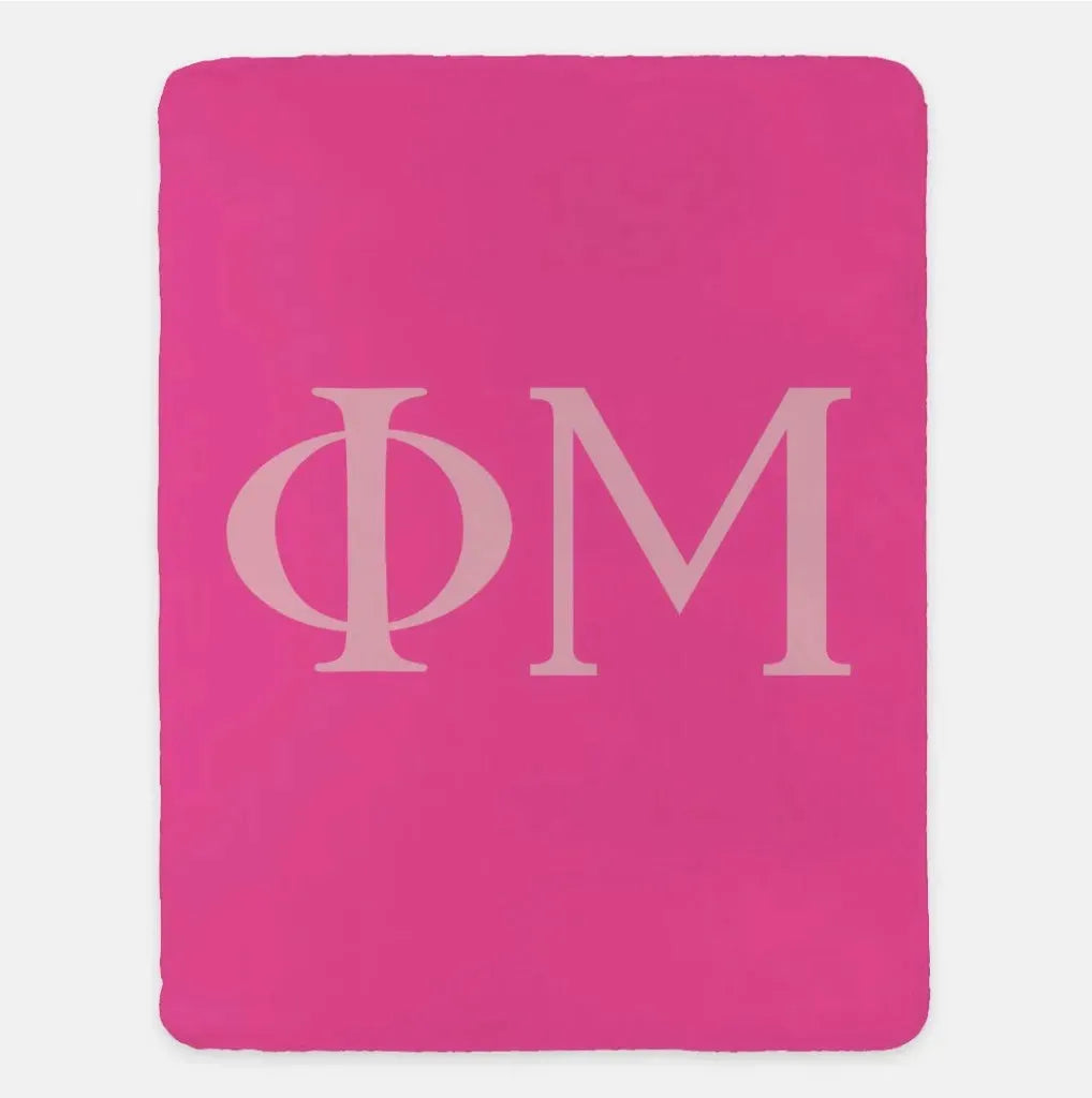 Phi Mu XL 60x80 Sherpa Throw Blanket Pink Blush Throw Blankets
