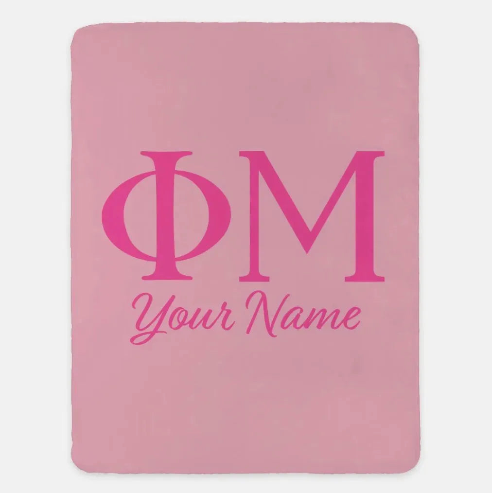 Personalized Phi Mu XL 60x80 Sherpa Throw Blanket Petals Pink Throw Blankets