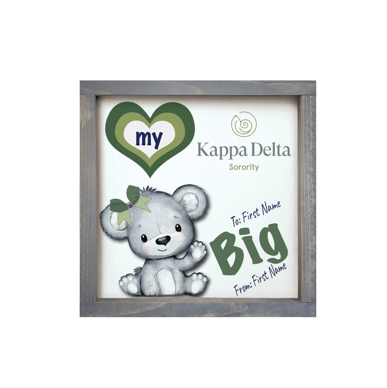 Kappa Delta 12x12 Love My Big - Love My Little Wood Framed Sign Big Weathered Gray Wall Art & Signs