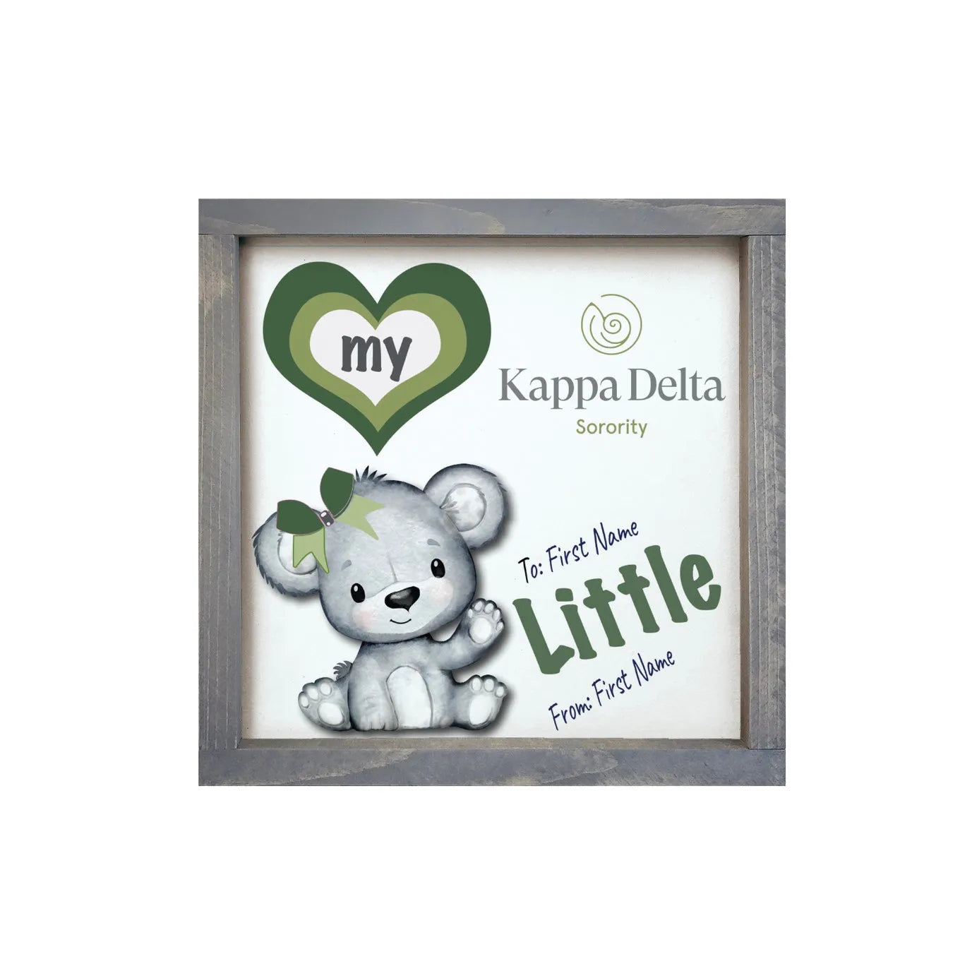Kappa Delta 12x12 Love My Big - Love My Little Wood Framed Sign Little Weathered Gray Wall Art & Signs