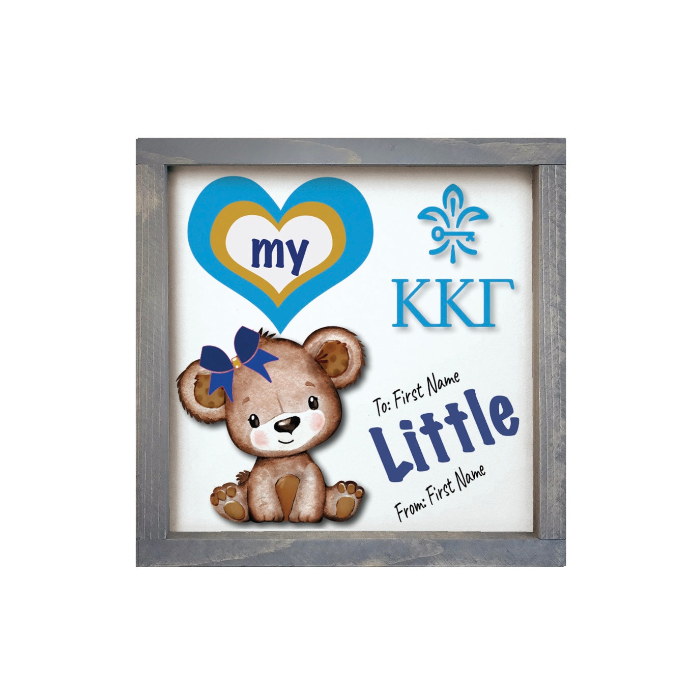 Personalized Kappa 12x12 Love My Big Little Wood Framed Sign | KKG