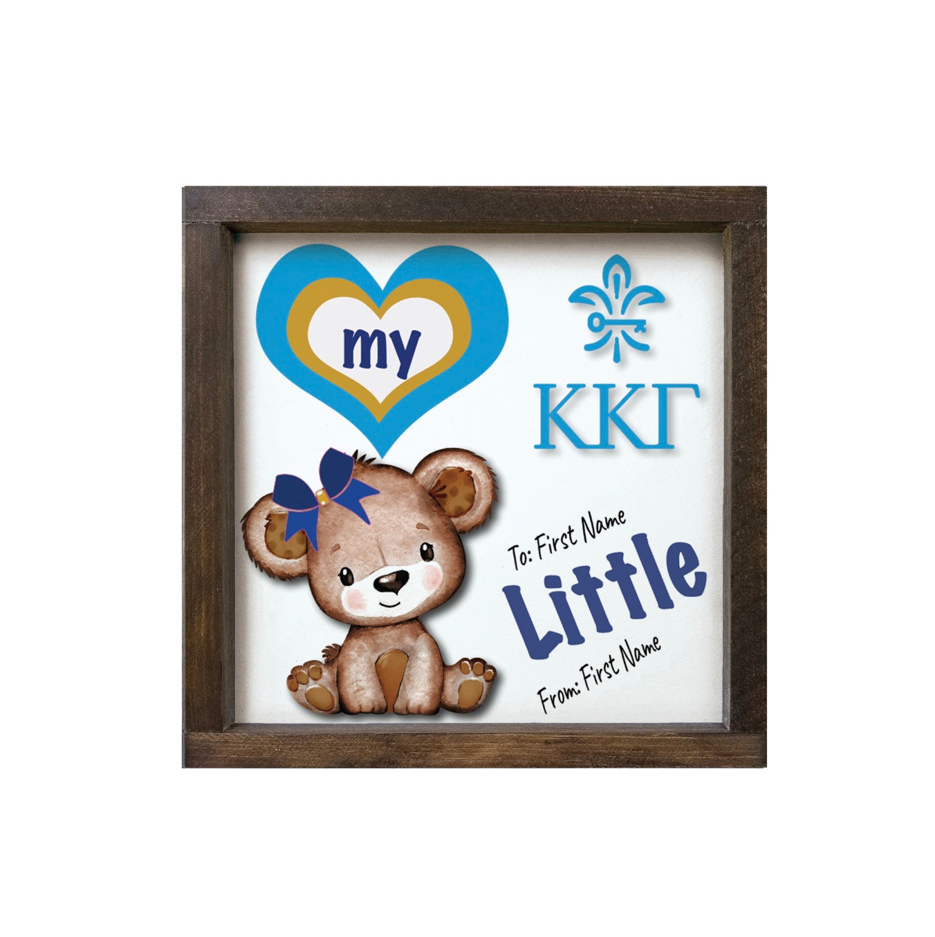 Personalized Kappa 12x12 Love My Big Little Wood Framed Sign | KKG