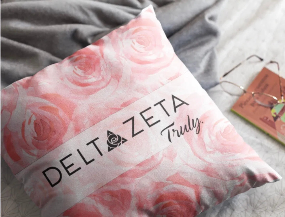 Delta Zeta 18" Roses Throw Pillow Cover | Official DZ Gifts & Decor