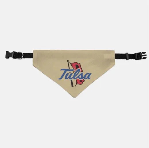 University of Tulsa Collar Pet Bandana - Gold Flag - S/MD | Licensed Merchandise | Festive Fit Home