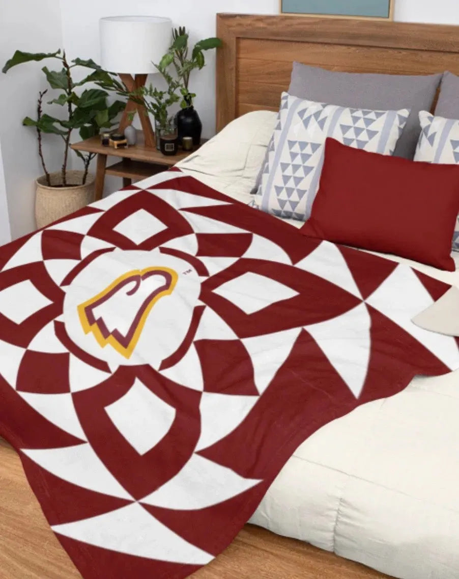 Winthrop University XL 60x80 Sherpa Throw Blanket - Garnet Tribal Throw Blankets