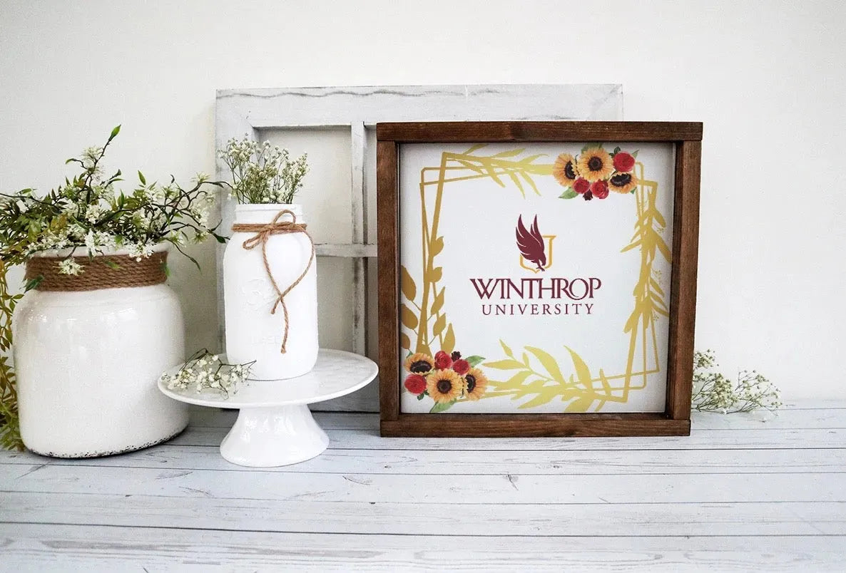 Winthrop University 12x12 Wood Framed Sign - Sunflower Frame Wall Art & Signs