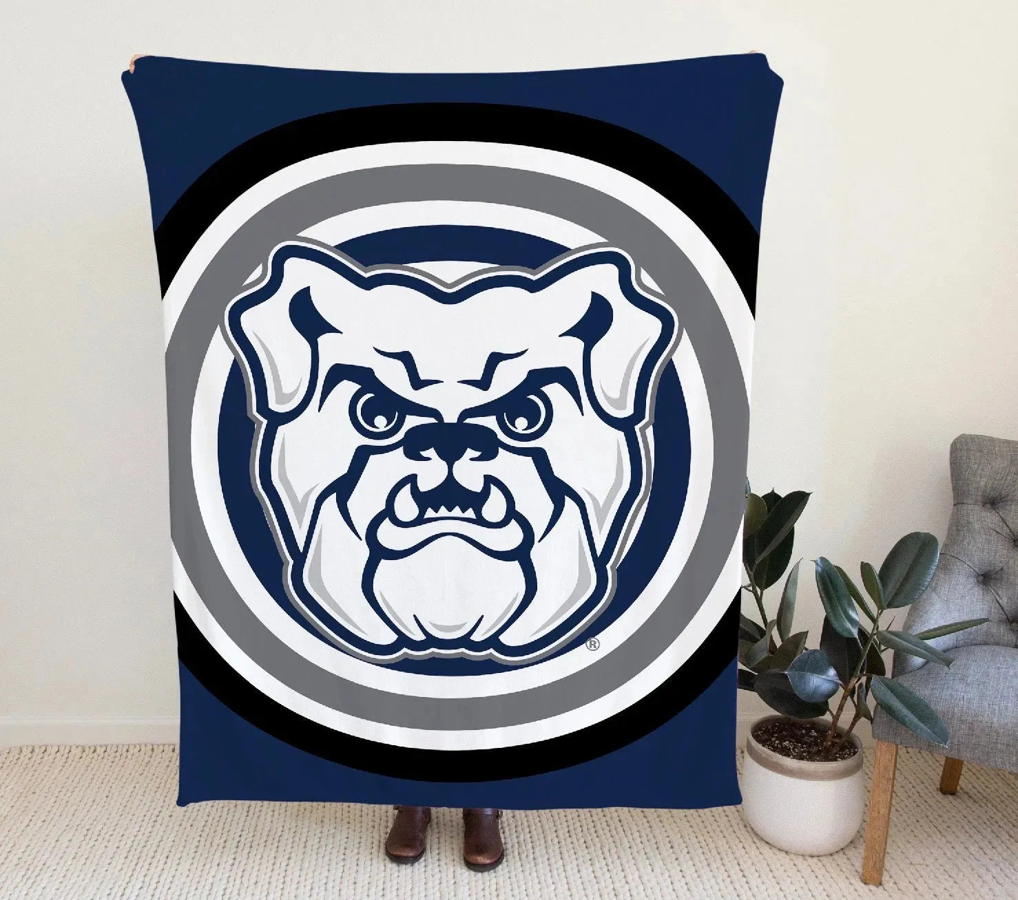 Butler University Sherpa Blanket - Bullseye XL 60x80 Throw Blankets