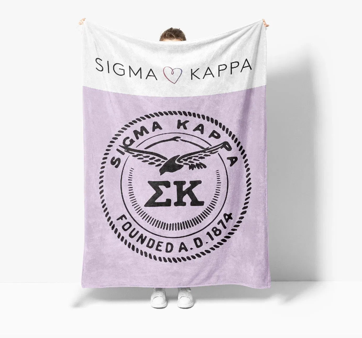 Sigma Kappa XL 60x80 Sherpa Throw Blanket - Lavender Band Throw Blankets