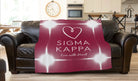 Sigma Kappa Sherpa Blanket XL 60x80 Maroon Flashing Lights | Sig Kap | Custom Gifts | Festive Fit Home