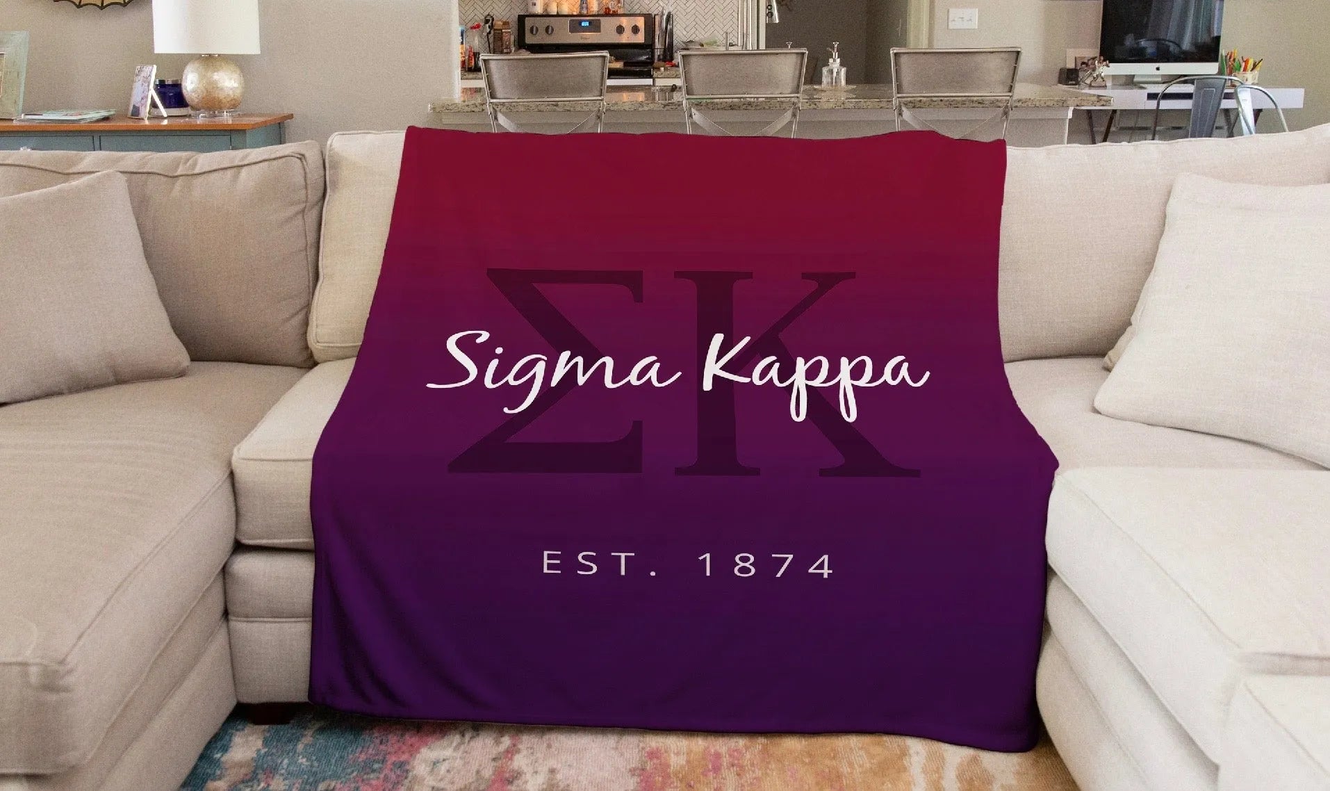 Sigma Kappa Sherpa Blanket - Maroon Gradient 60"x80" | Official Gifts | Custom Merchandise | Festive Fit Home