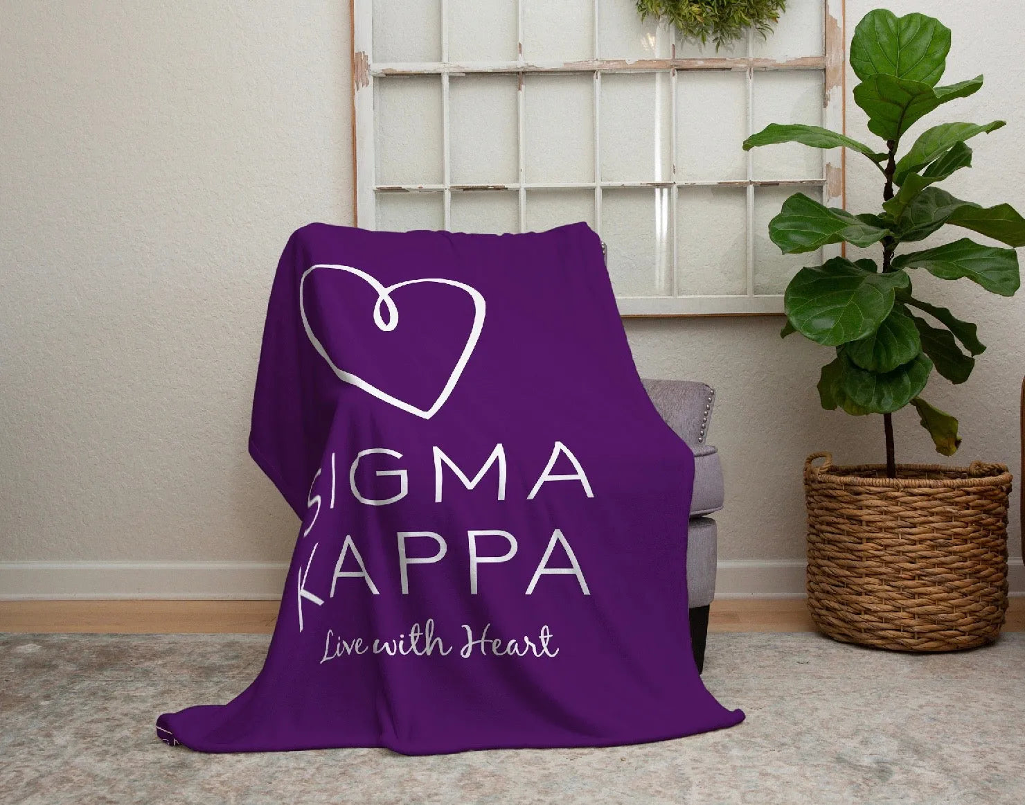 Sigma Kappa Sherpa Blanket XL 60x80 Purple | Custom Sig Kap Gifts | Festive Fit Home