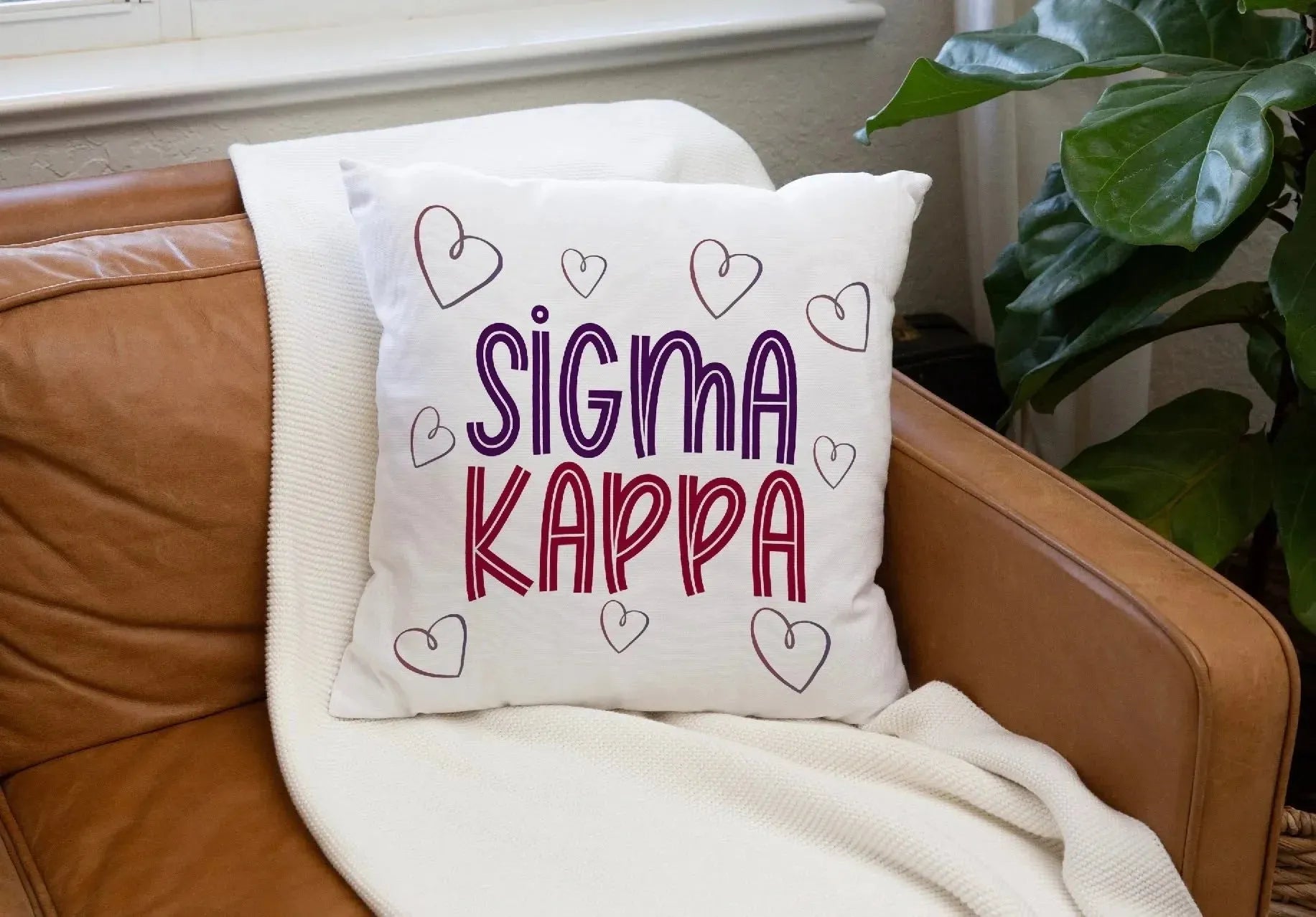 Sigma Kappa 18" Hearts Throw Pillow Cover Pillow Covers
