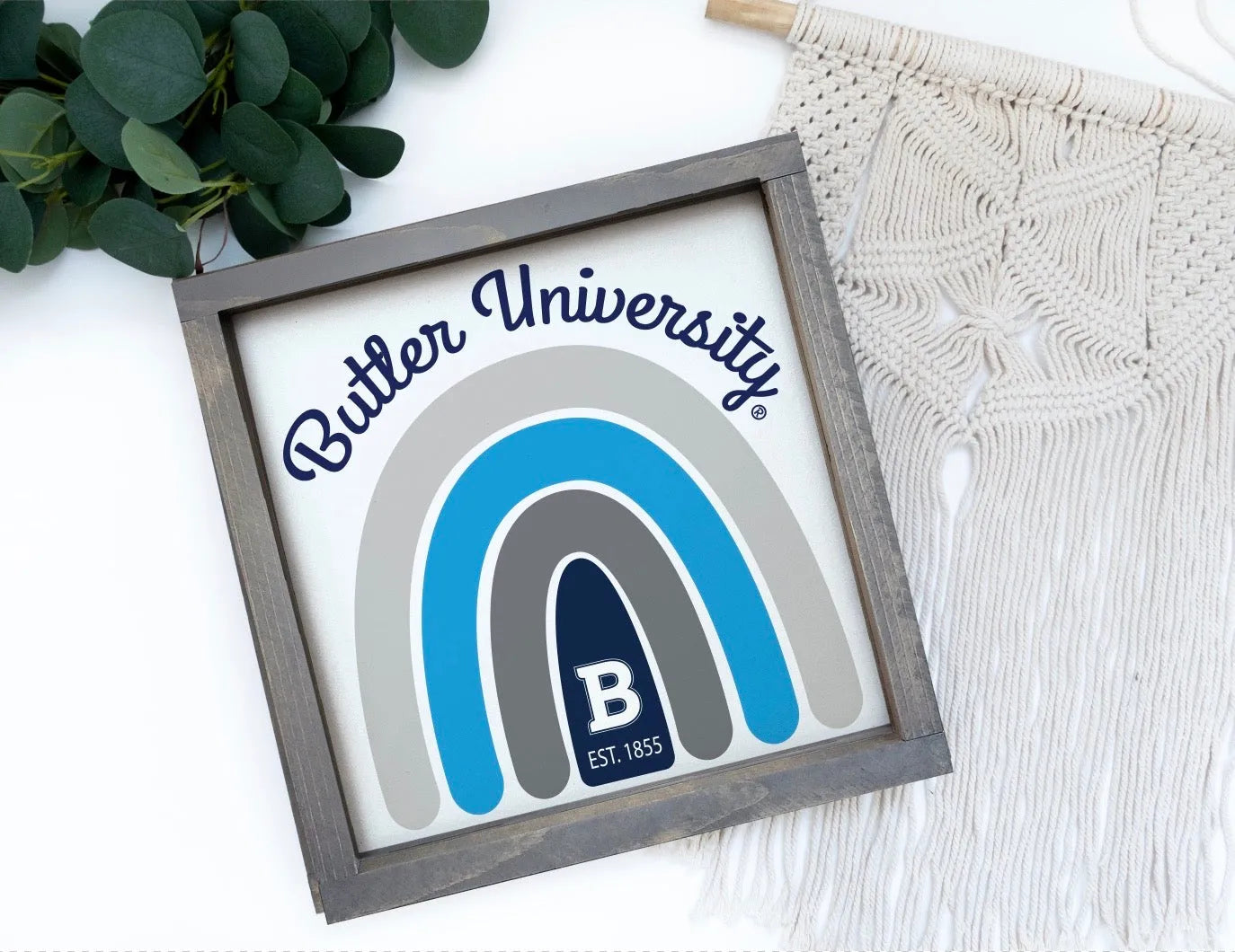 Butler University Framed Sign - Rainbow - 12"x12" | Custom Gifts | Official Merchandise | Festive Fit Home