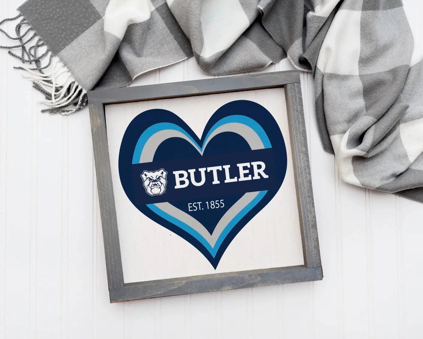Butler University Wood Framed Sign - Heart 12x12 Wall Art & Signs