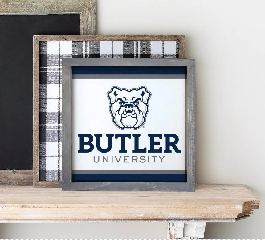 Butler University Framed Sign - Stripes - 12"x12" | Custom Grad Gifts | Official Merchandise | Festive Fit Home