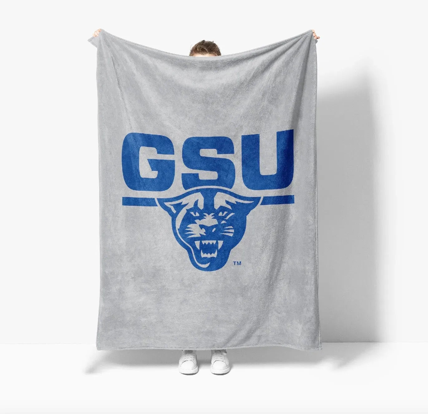 GSU XL 60x80 Gray Sherpa Throw Blanket Throw Blankets