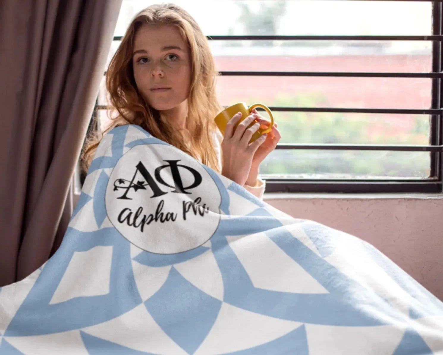 Alpha Phi XL 60x80 Blue Tribal Sherpa Blanket Throw Blankets