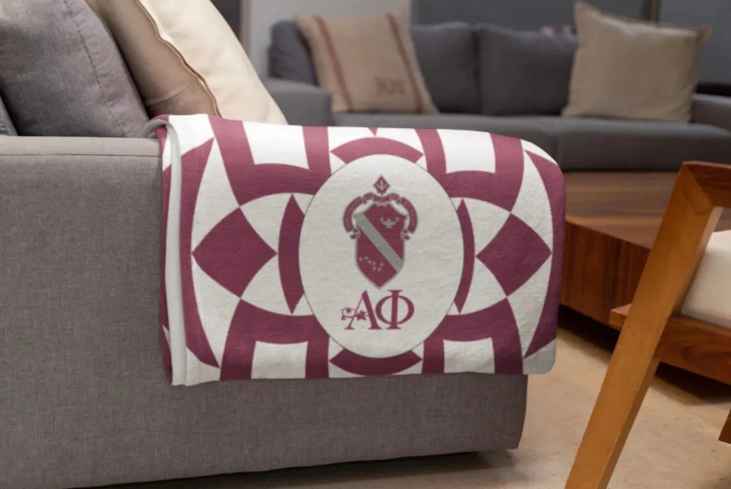 Alpha Phi XL 60x80 Sherpa Throw Blanket - Tribal Crest Throw Blankets