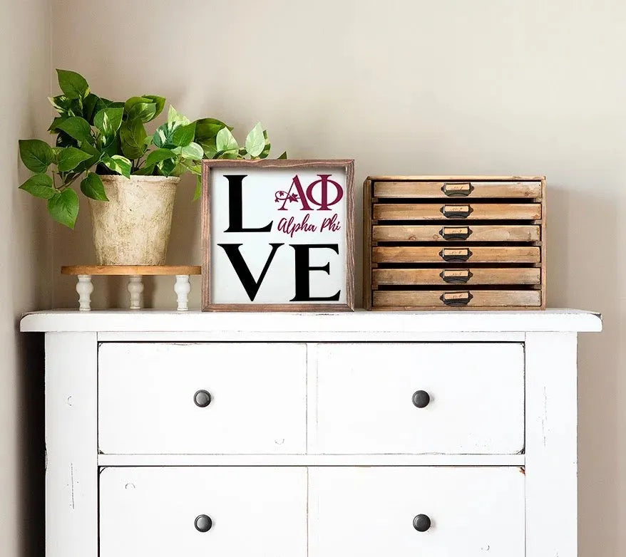 Alpha Phi 12x12 "LOVE" Wood Framed Sign Wall Art & Signs